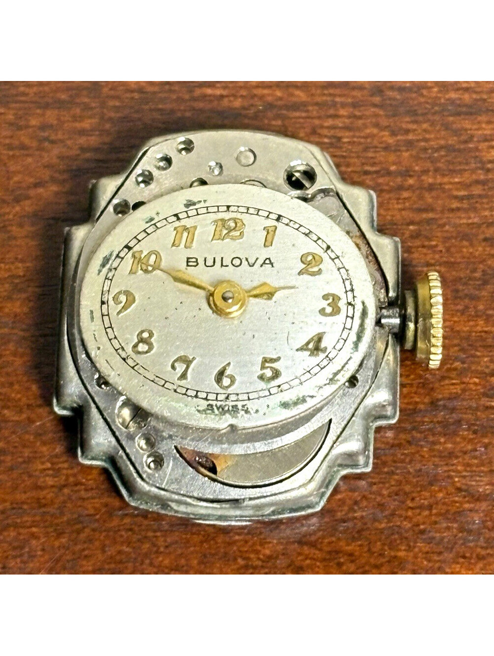 Bulova 5BA Manual Wind Mechanical Watch Movement Stainless Steel Gold Plated
